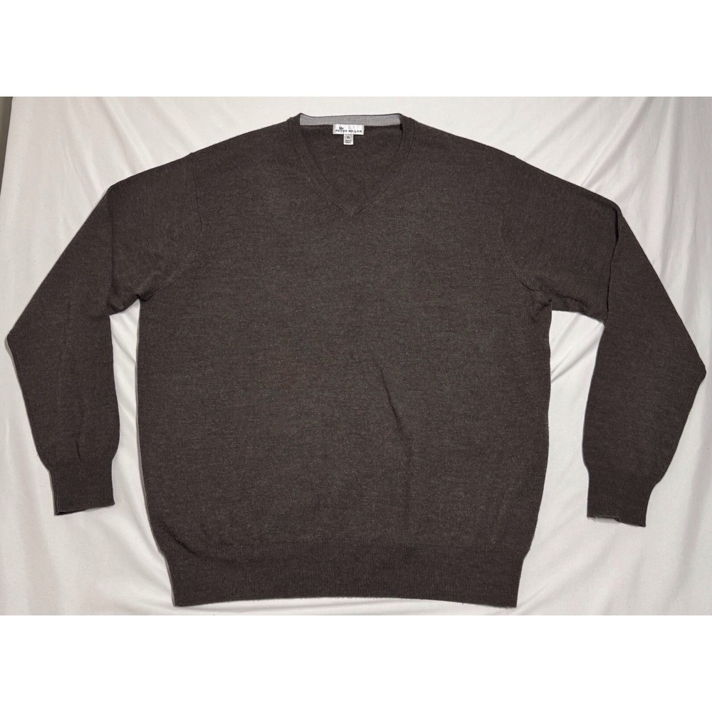 Peter Millar Brown Long Sleeve Sweater Merino Wool Silk Blend Mens‎ Size XL